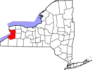 Map of New York highlighting Erie County