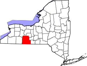 Map of New York highlighting Steuben County