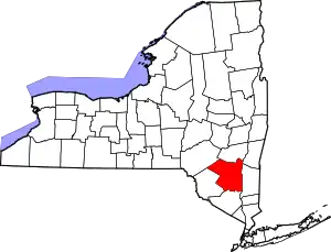 State map highlighting Ulster County