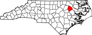 Map of North Carolina highlighting Edgecombe County