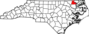 Map of North Carolina highlighting Hertford County