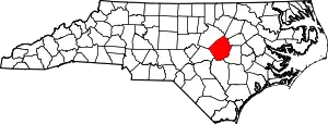 Map of North Carolina highlighting Johnston County