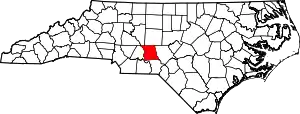 Map of North Carolina highlighting Montgomery County