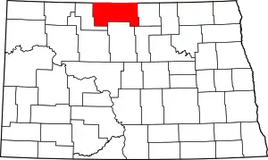 State map highlighting Bottineau County