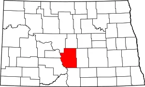 Map of North Dakota highlighting Burleigh County