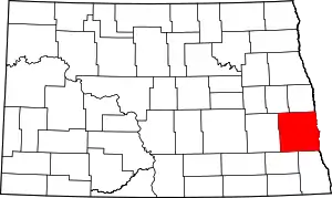 Map of North Dakota highlighting Cass County