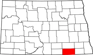 State map highlighting Dickey County