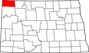 State map highlighting Divide County