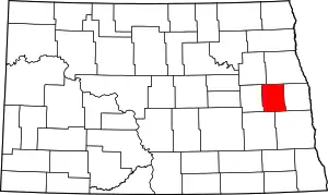 State map highlighting Steele County