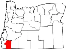 Map of Oregon highlighting Josephine County