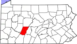 State map highlighting Cambria County