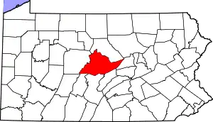 State map highlighting Centre County