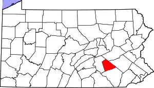 State map highlighting Lebanon County