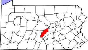 State map highlighting Mifflin County