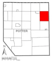 Map of Potter County, Pennsylvania highlighting Hector Township