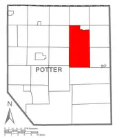 Map of Potter County, Pennsylvania highlighting Ulysses Township