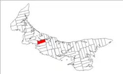 Map of Prince Edward Island highlighting Lot 19