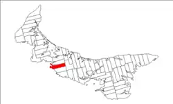 Map of Prince Edward Island highlighting Lot 26