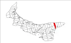 Map of Prince Edward Island highlighting Lot 43