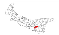 Map of Prince Edward Island highlighting Lot 50