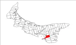 Map of Prince Edward Island highlighting Lot 57