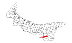 Map of Prince Edward Island highlighting Lot 58