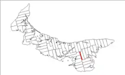 Map of Prince Edward Island highlighting Lot 66