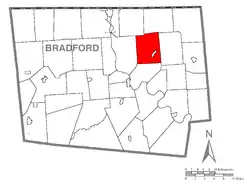 Map of Bradford County with Rome Township highlighted