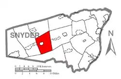 Map of Snyder County, Pennsylvania highlighting Beaver Township