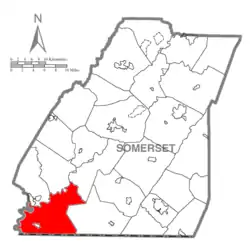 Map of Somerset County, Pennsylvania Highlighting Addison Township