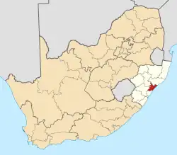 Location of ILembe District Municipality within KwaZulu-Natal