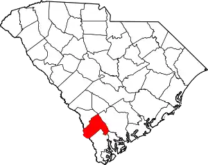 State map highlighting Hampton County