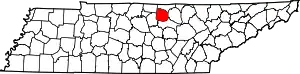 Map of Tennessee highlighting Jackson County