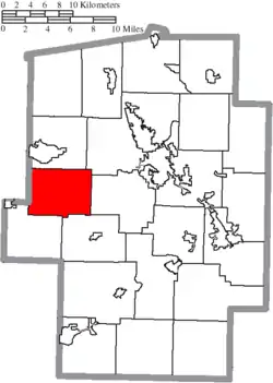 Location of Auburn Township in Tuscarawas County