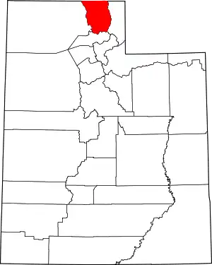 Map of Utah highlighting Cache County