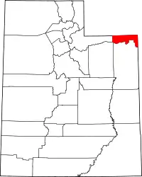 Map of Utah highlighting Daggett County