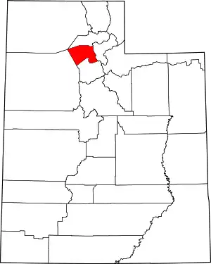 Map of Utah highlighting Davis County