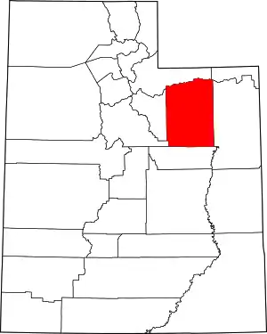 State map highlighting Duchesne County