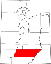 Map of Utah highlighting Garfield County