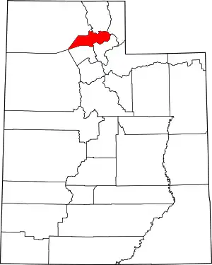 State map highlighting Weber County