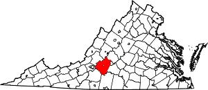 Map of Virginia highlighting Bedford County