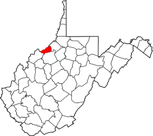 Map of West Virginia highlighting Pleasants County