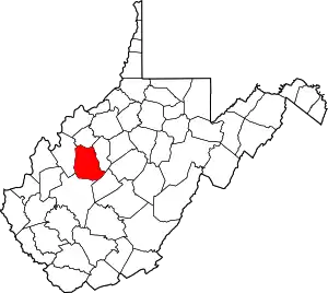 Map of West Virginia highlighting Roane County