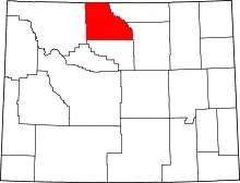 Map of Wyoming highlighting Big Horn County