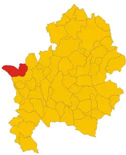 Location of the village of Pizzone within the province of Isernia