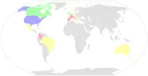 A map of the world showing the number of riders per nation participated in the race.