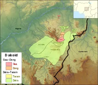 Map of the Dakoid languages