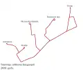 Lines and termini of the tram system as of 2020