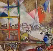 Marc Chagall, 1913, Paris par la fenêtre (Paris Through the Window), oil on canvas, 136 x 141.9 cm