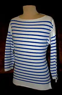 Striped boat neck long sleved shirt on mannequin